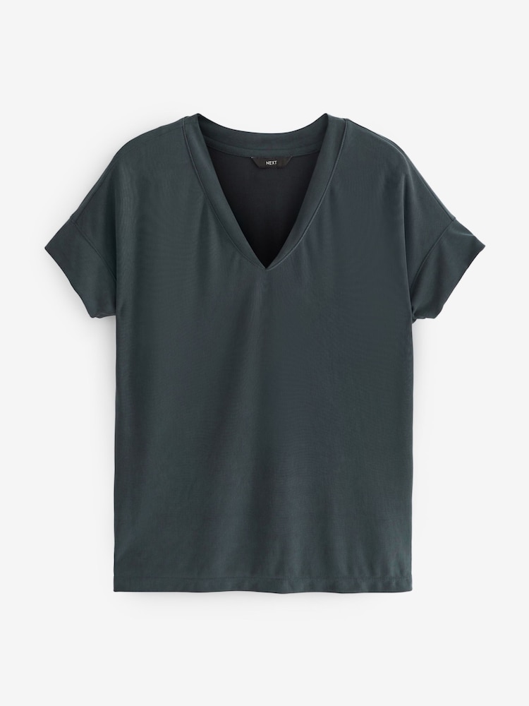 Anthrazitgrau - Premium T-Shirt mit hohem Modalanteil und V-Ausschnitt - Bild 5 von 5
