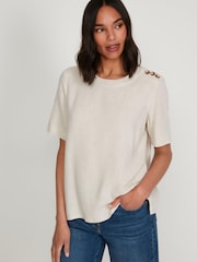 M&Co Grey Casual Button T-Shirt - Image 1 of 3