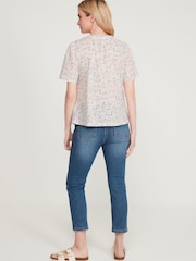 M&co Geblümtes Top aus Baumwolle, Creme - Bild 2 von 5