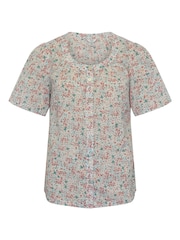 M&co Geblümtes Top aus Baumwolle, Creme - Bild 5 von 5