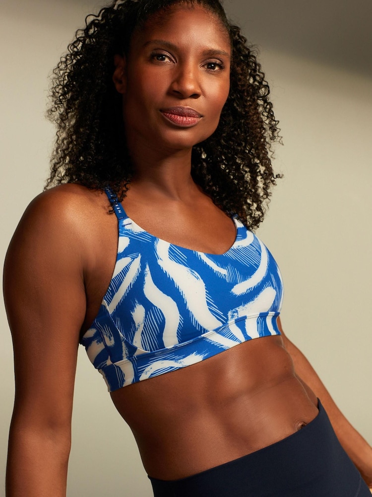 Blue Print Run Crop Medium Impact Sports Bra - Image 1 of 5