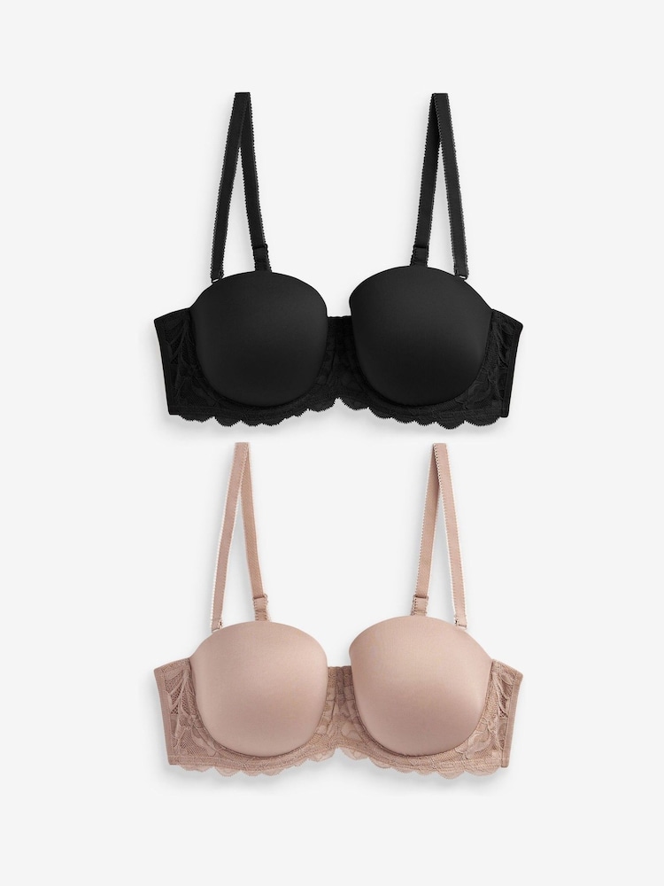 Black/Praline Nude Light Pad Strapless Multiway Bras 2 Pack A-E - Image 8 of 10