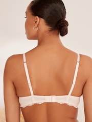 Creme, Blumenmuster - Spitzen-BH mit leichter Wattierung und glatten Körbchen - Bild 2 von 7