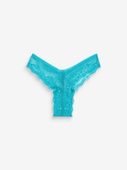 Aqua Blue Extra High Leg Microfibre And Lace Knickers - Image 5 of 6