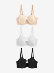 Black/White/Pastel Rose Nude Pad Balcony DD+ Cotton Blend Ultimate Comfort Bras 3 Pack - Image 12 of 15