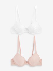 White/Pink Pad Plunge Embroidered Bras 2 Pack - Image 7 of 11