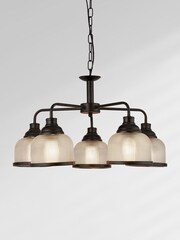 Searchlight Black Highclere 5 Light Glass Ceiling Light Pendant - Image 1 of 3