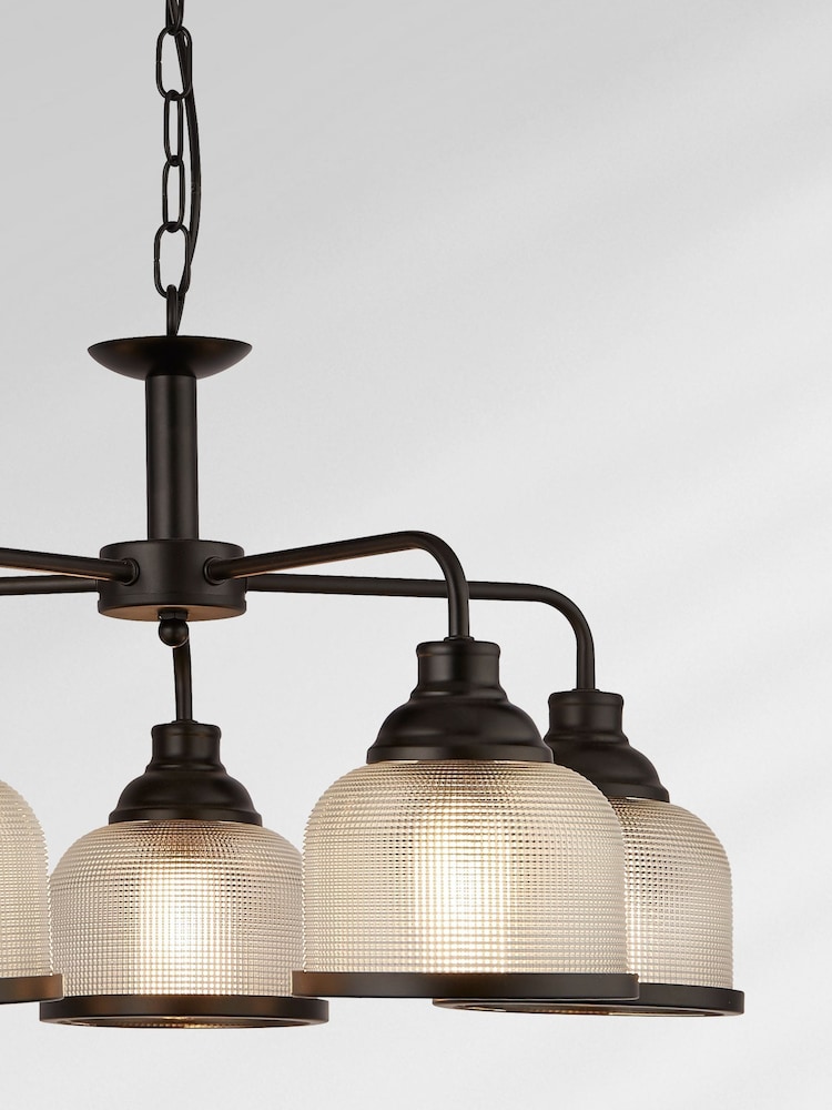 Searchlight Black Highclere 5 Light Glass Ceiling Light Pendant - Image 2 of 3 Searchlight Black Highclere 5 Light Glass Ceiling Light Pendant - Image 2 of 3