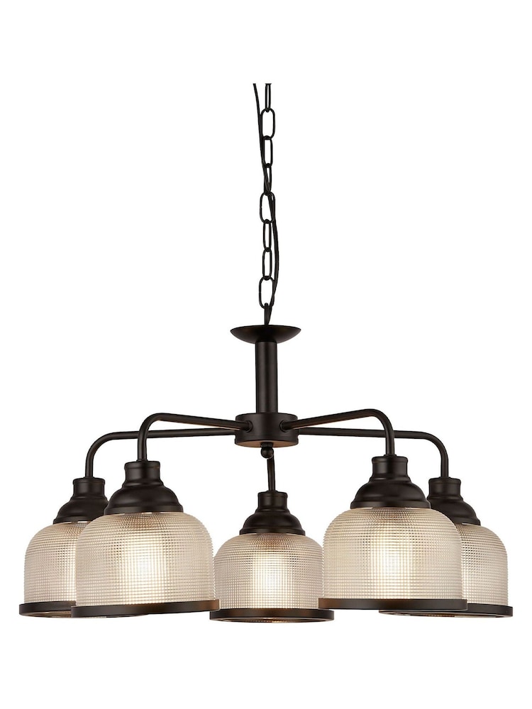 Searchlight Black Highclere 5 Light Glass Ceiling Light Pendant - Image 3 of 3 Searchlight Black Highclere 5 Light Glass Ceiling Light Pendant - Image 3 of 3