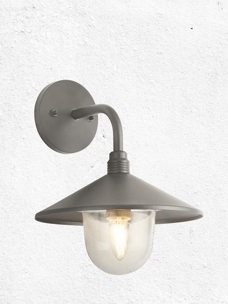 Searchlight Grey Taper Grey And Clear Outdoor Wall Light - Image 1 of 3