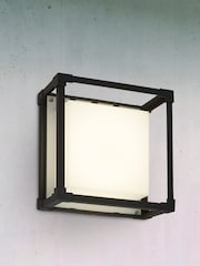 Searchlight Grey Boxy Grey And Opal Square Outdoor Wall Light - Image 1 of 3