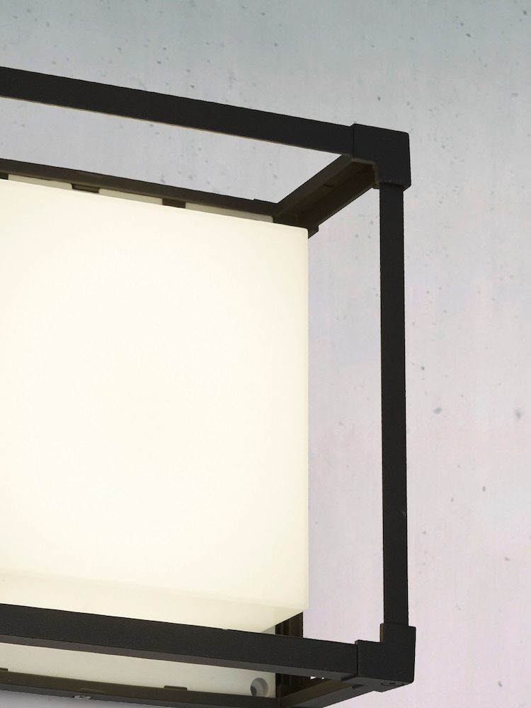 Searchlight Grey Boxy Grey And Opal Square Outdoor Wall Light - Image 3 of 3