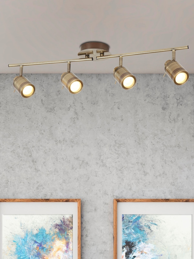 Searchlight Brass Titan 4 Light Antique Brass Split Bar Spotlight - Image 1 of 3