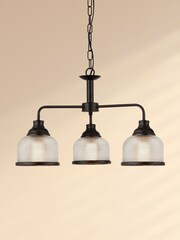 Searchlight Black Highclere 3 Light Black And Glass Ceiling Light - Image 1 of 3