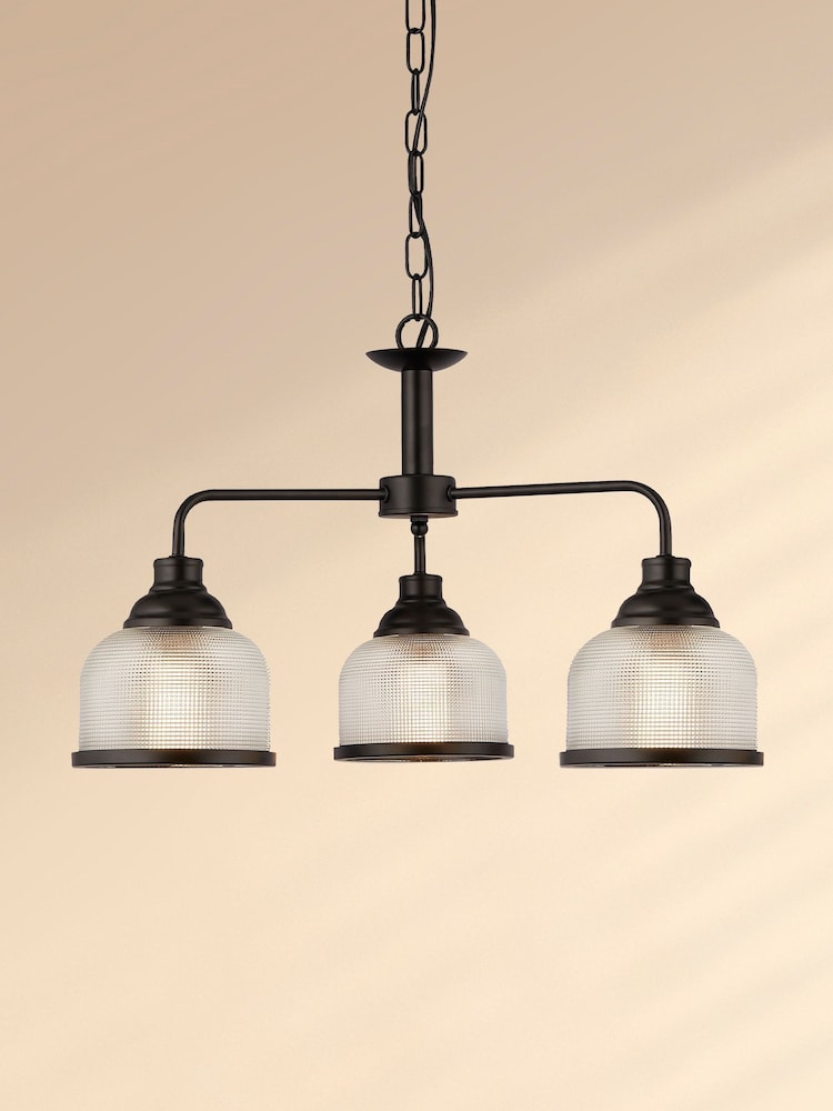 Searchlight Black Highclere 3 Light Black And Glass Ceiling Light - Image 1 of 3