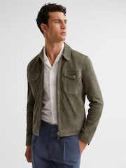 Reiss Sage Pike Suede Zip Through Trucker Jacket - Image 1 of 6