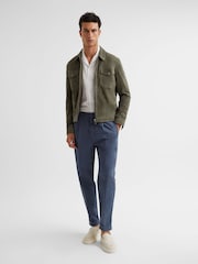 Reiss Sage Pike Suede Zip Through Trucker Jacket - Image 3 of 6