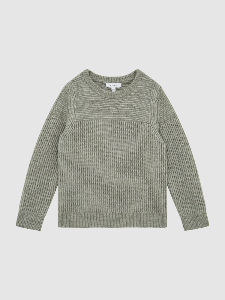 Reiss Sage Marcus Junior Crew Neck Ribbed Wool Blend Jumper - Image 2 of 5