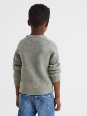 Reiss Sage Marcus Junior Crew Neck Ribbed Wool Blend Jumper - Image 4 of 5
