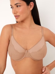 Nude Lace DD+ Minimiser Full Cup Bra - Image 1 of 7