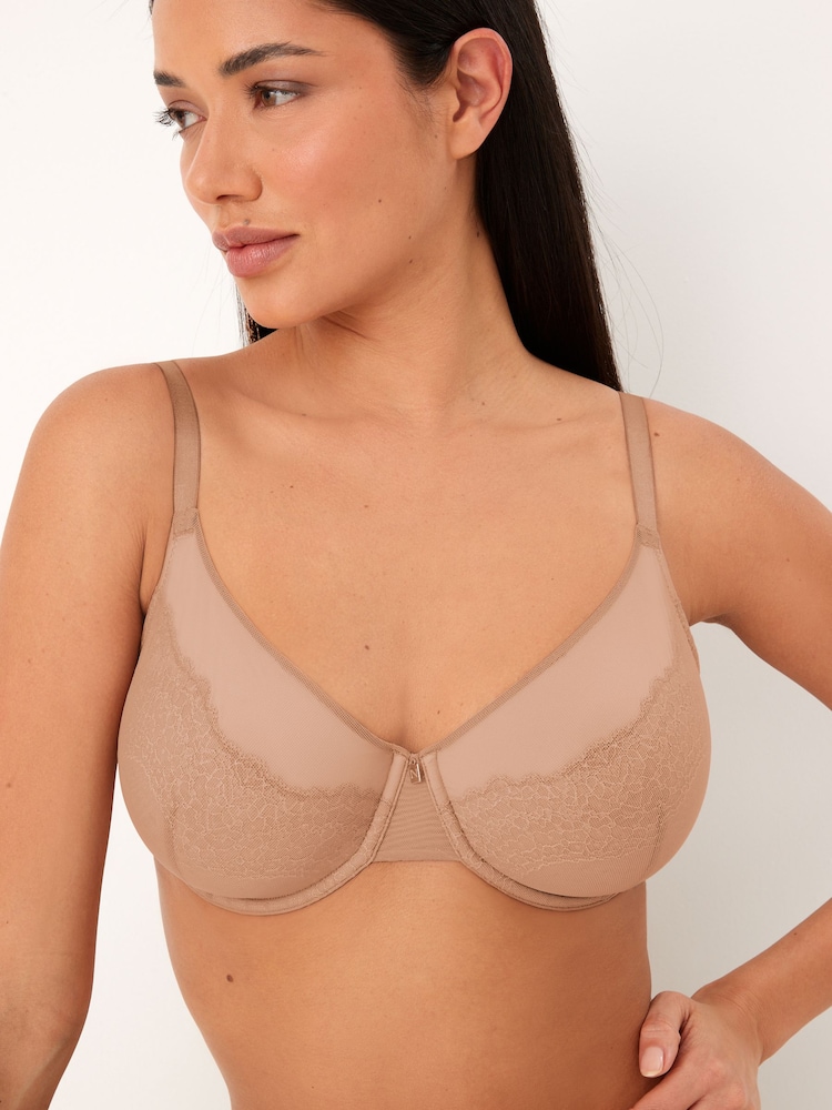 Nude Lace DD+ Minimiser Full Cup Bra - Image 1 of 7