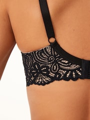 Black DD+ Floral Lace Light Padded Balcony Bra - Image 4 of 5