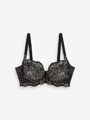 Black DD+ Floral Lace Light Padded Balcony Bra - Image 5 of 5