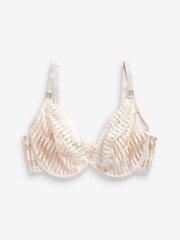 Cream DD+ Non Pad Plunge Graphic Lace Non Pad Plunge Bra - Image 5 of 5