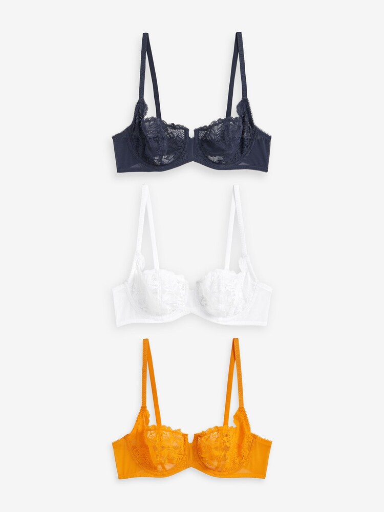 Orange/Navy Blue/White - Koronkowe biustonosze zestaw 3 - Image 5 of 9