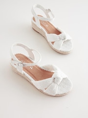 White Standard Fit (F) Knot Detail Ankle Strap Wedge Sandals - Image 4 of 6