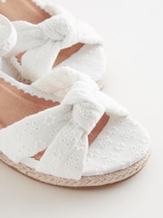 White Standard Fit (F) Knot Detail Ankle Strap Wedge Sandals - Image 5 of 6