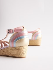 Pastel Rainbow Woven Wedge Ankle Strap Sandals - Image 5 of 5