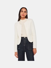 Whistles White 100% Cotton Collarless Jersey Jacket - Image 1 of 5