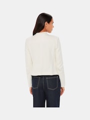 Whistles White 100% Cotton Collarless Jersey Jacket - Image 2 of 5