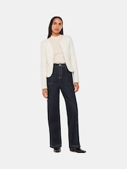 Whistles White 100% Cotton Collarless Jersey Jacket - Image 3 of 5