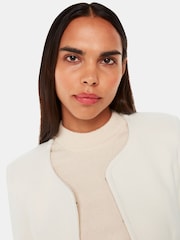 Whistles White 100% Cotton Collarless Jersey Jacket - Image 4 of 5