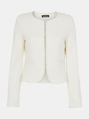 Whistles White 100% Cotton Collarless Jersey Jacket - Image 5 of 5
