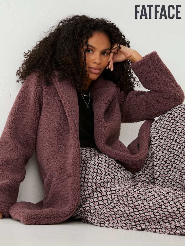 FatFace Purple Tanya Teddy Coat - Image 2 of 6