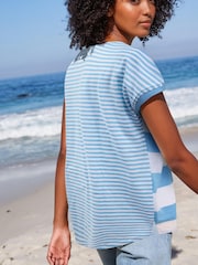 Chambray Blue Stripe Short Sleeve Crew Neck Slub T-Shirt - Image 2 of 5