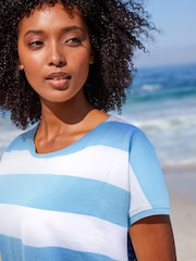 Chambray Blue Stripe Short Sleeve Crew Neck Slub T-Shirt - Image 3 of 5