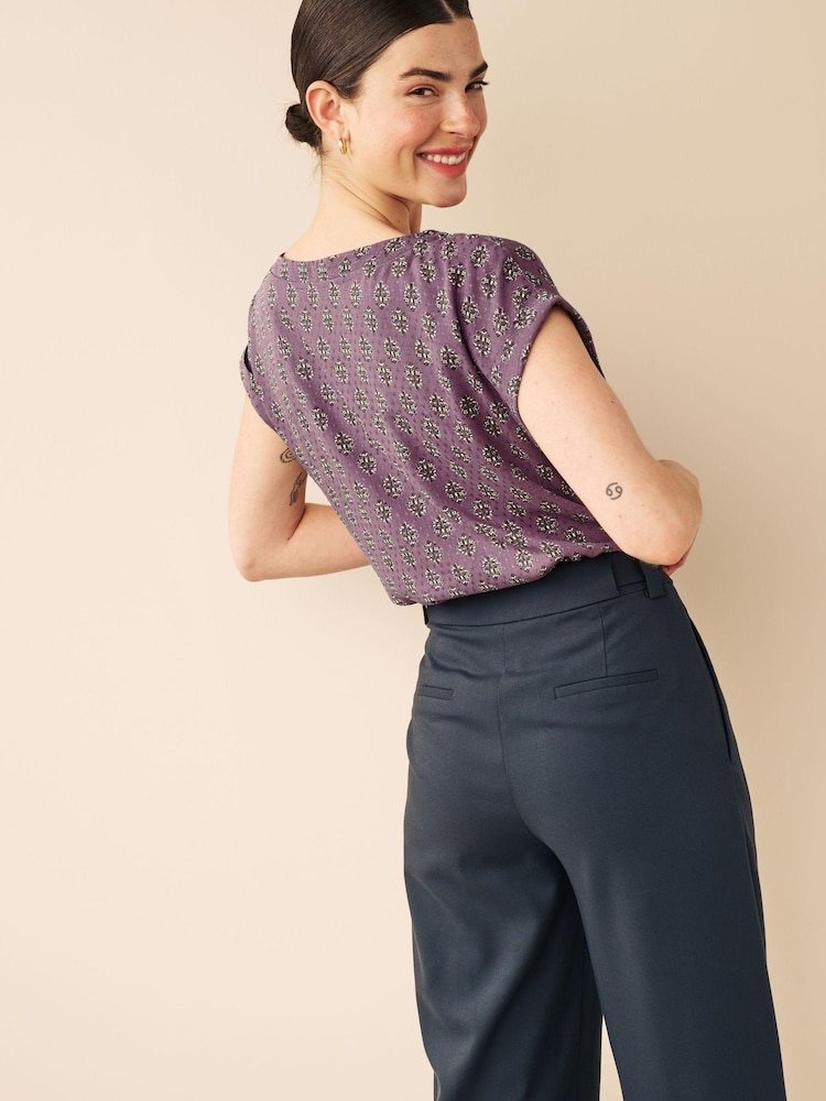 Purple Woodblock Print Short Sleeve T-Shirt - Image 2 of 7