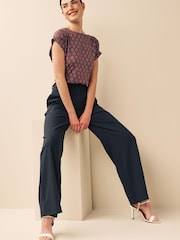Purple Woodblock Print Short Sleeve T-Shirt - Image 4 of 7