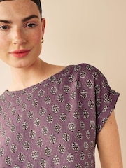 Purple Woodblock Print Short Sleeve T-Shirt - Image 5 of 7