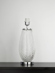 Searchlight Chrome Leaf Clear Texture Glass Table Lamp Base - Image 1 of 4