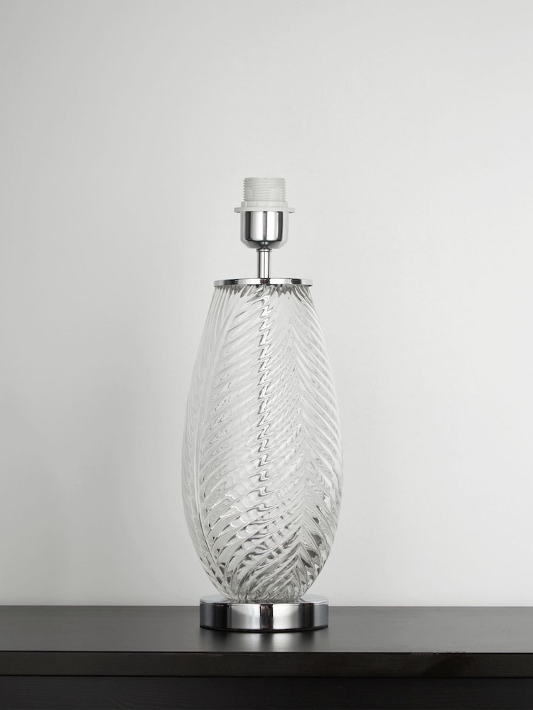Searchlight Chrome Leaf Clear Texture Glass Table Lamp Base - Image 1 of 4