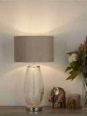 Searchlight Chrome Leaf Clear Texture Glass Table Lamp Base - Image 2 of 4