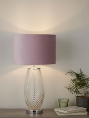 Searchlight Chrome Leaf Clear Texture Glass Table Lamp Base - Image 3 of 4