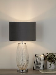 Searchlight Chrome Leaf Clear Texture Glass Table Lamp Base - Image 4 of 4