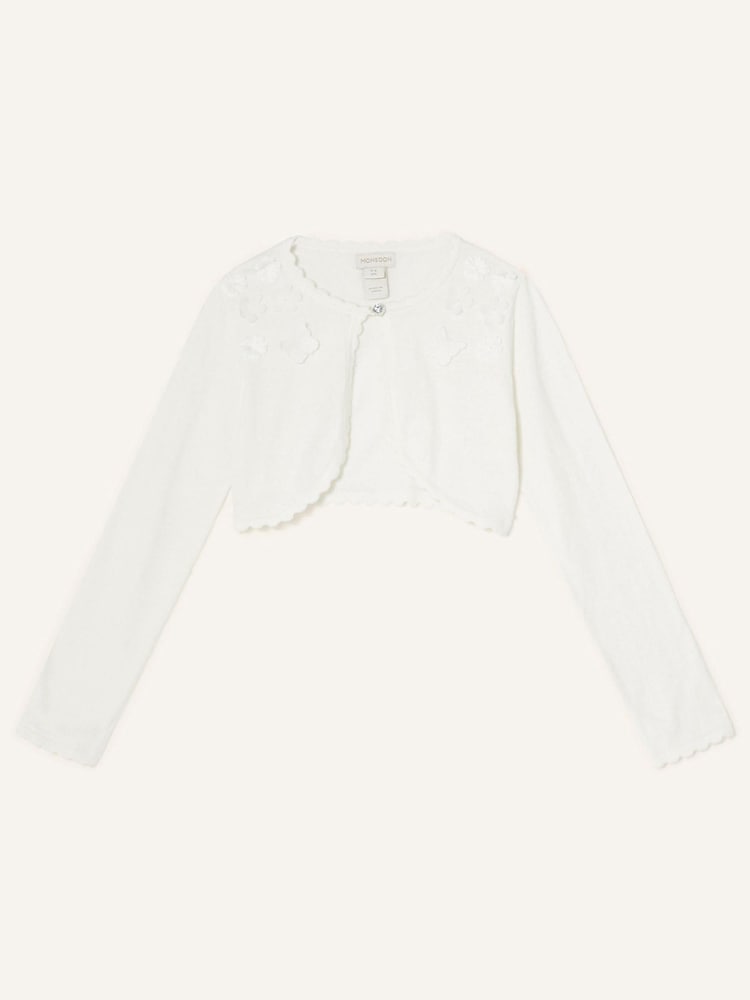 Monsoon Cream 3D Floral 100% Cotton Cardigan - Image 1 of 2 Monsoon Cream 3D Floral 100% Cotton Cardigan - Image 1 of 2