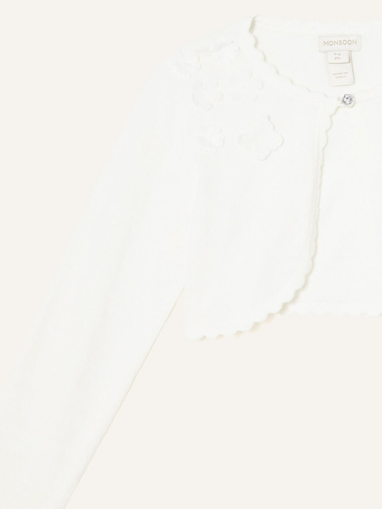 Monsoon Cream 3D Floral 100% Cotton Cardigan - Image 2 of 2